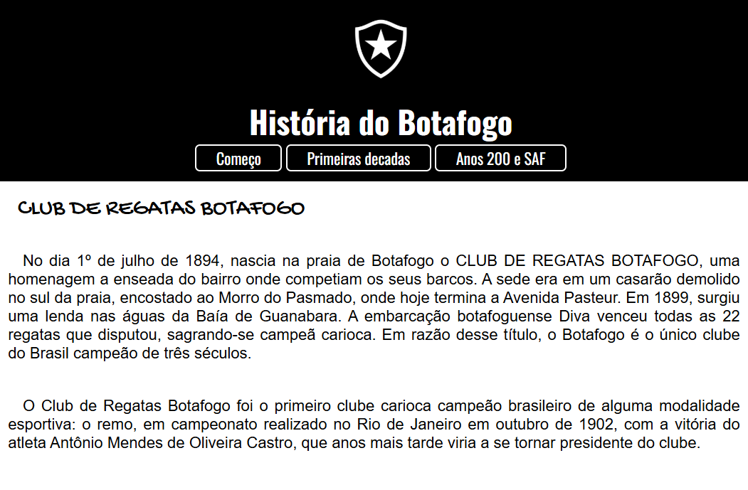 Imagem do projeto história do botafogo