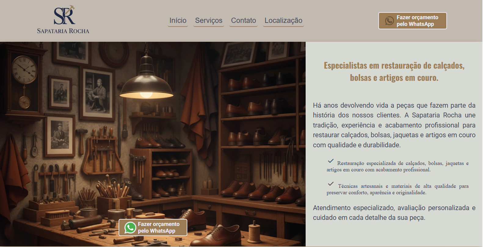 Imagem do site da sapataria rocha
